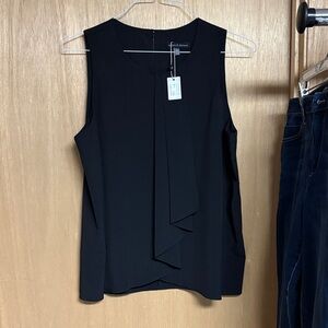 Supply + Demand L Ruffle Front Black Sleeveless Blouse